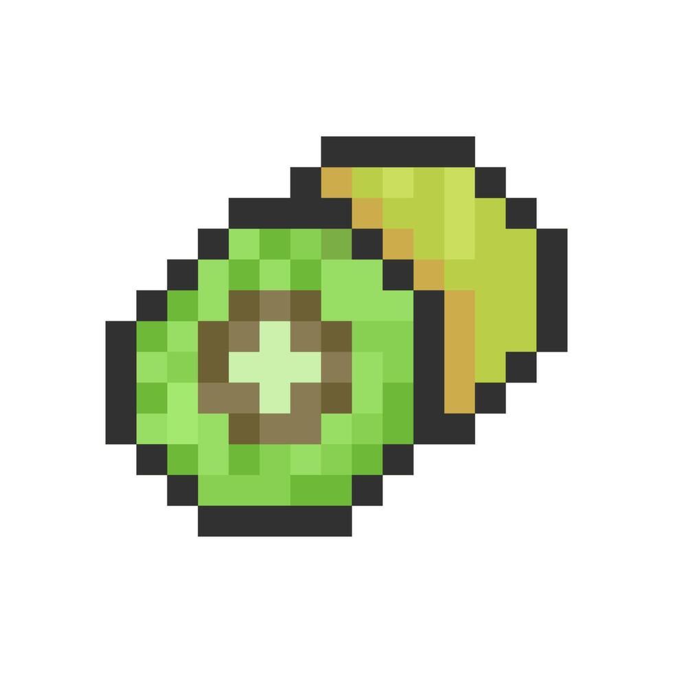 fresh kiwi fruit pixel art vector