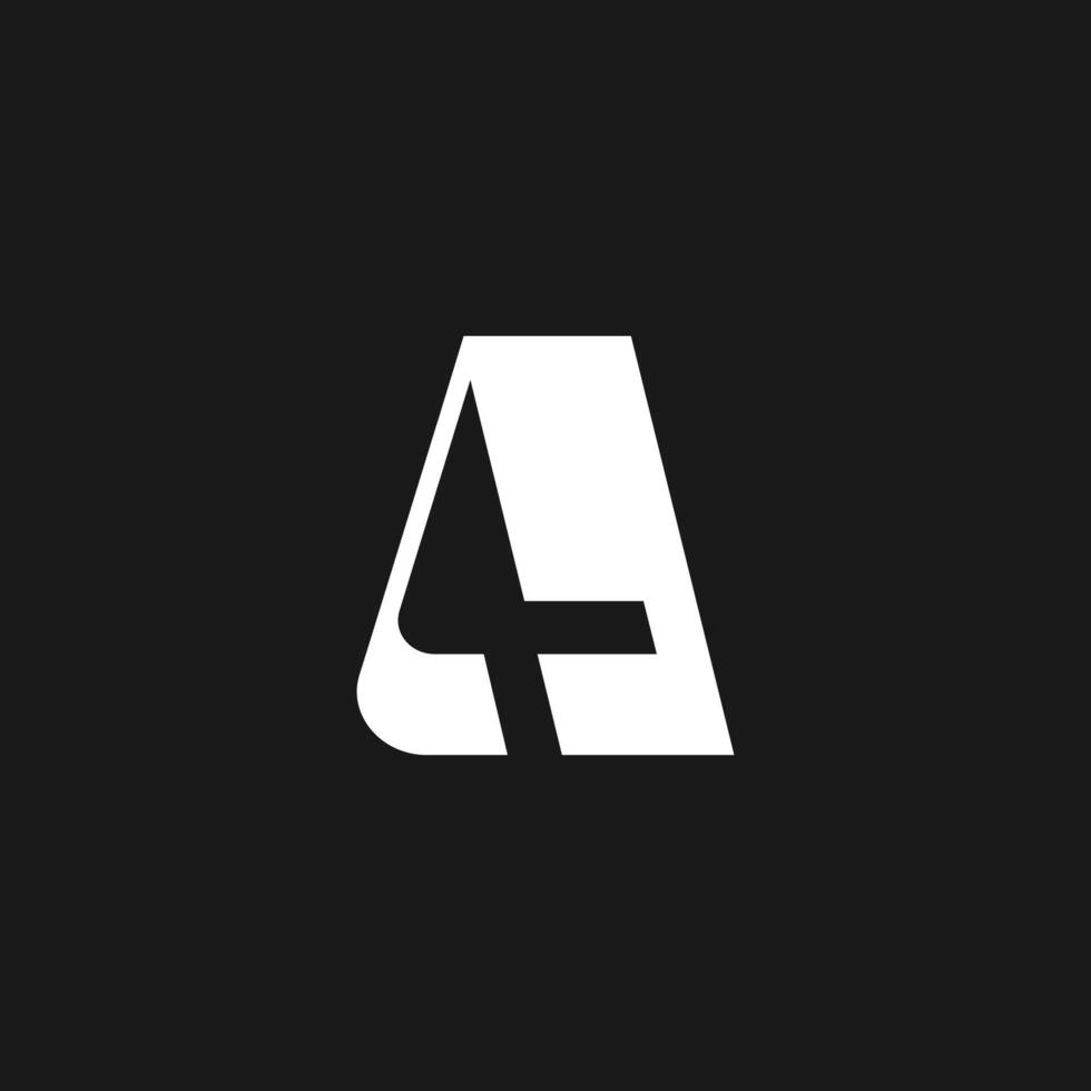 letter A or number 4 or A4 logo icon illustration vector