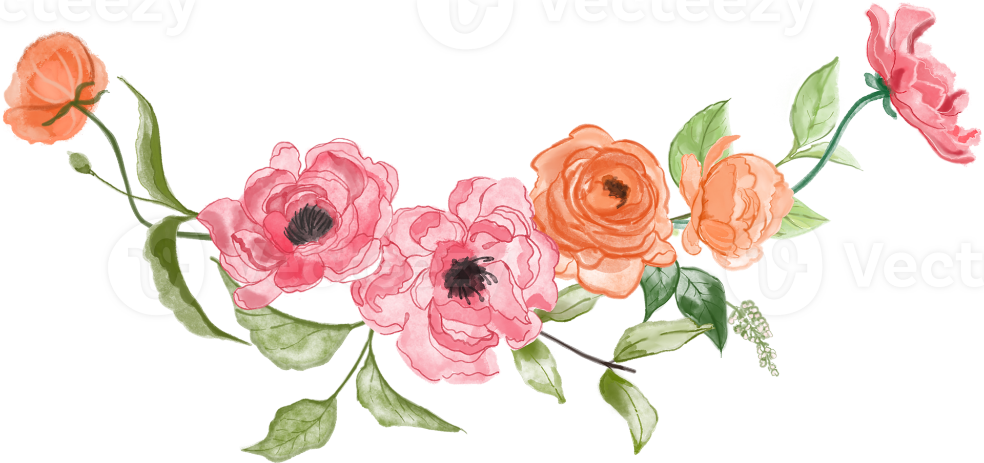 Watercolor Peony Wreath png