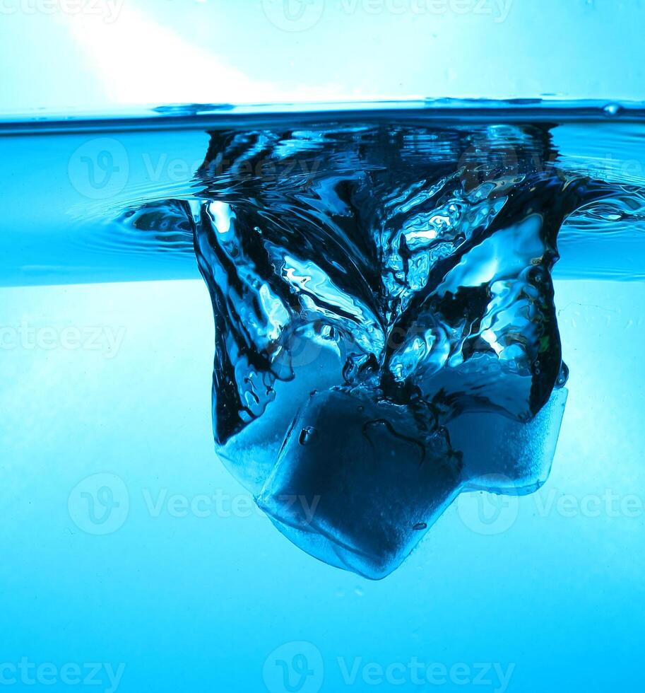 Fresh Water With Underwater Bubbles Texture on a Blue Background Close-up Abstract Liquid Bubbles Aqua Design Wallpaper photo