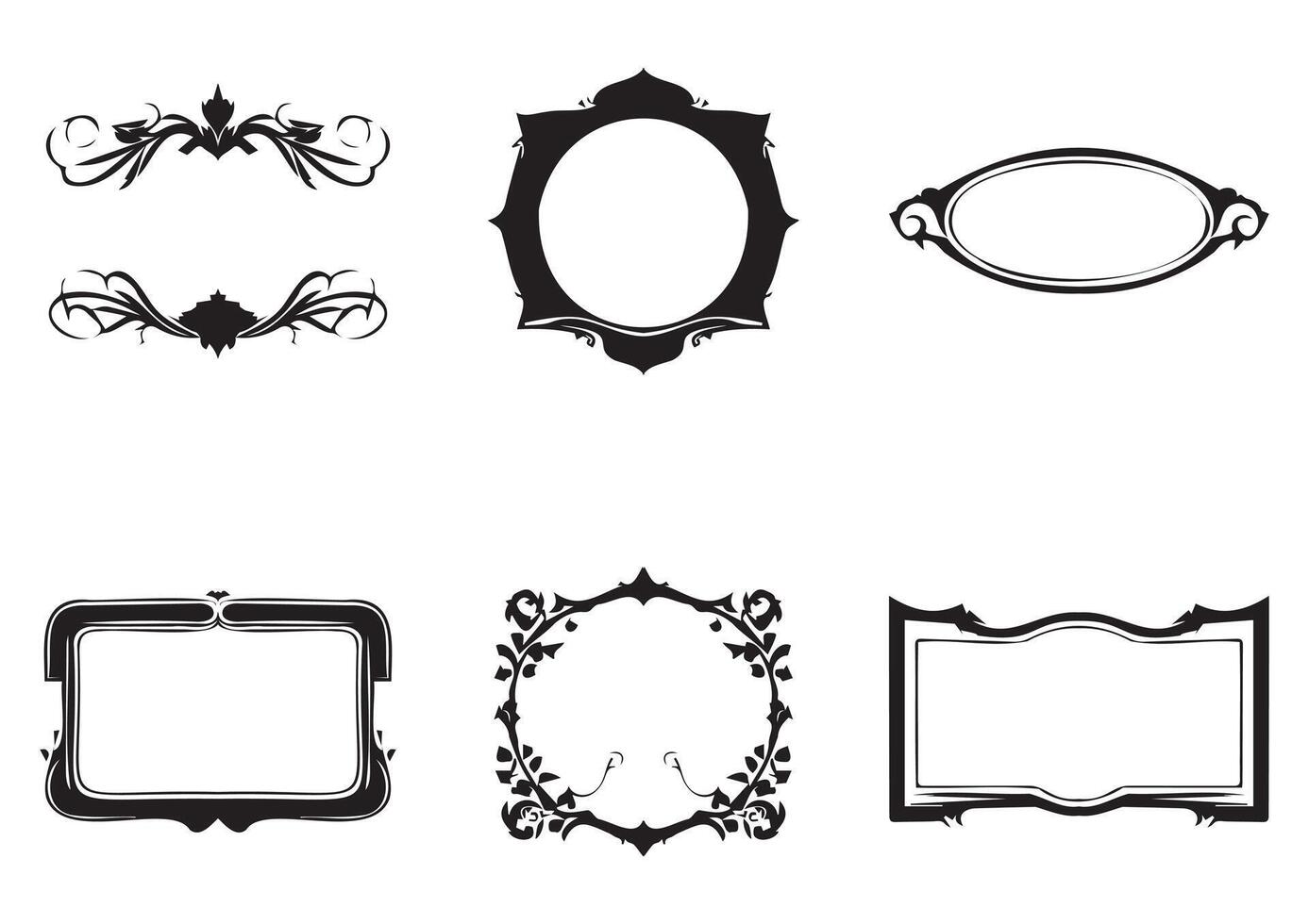 Elegant Vintage Frame Designs In Different Shapes As Ornate Collection For Cards, Posters, Backgrounds, and Brochures vector