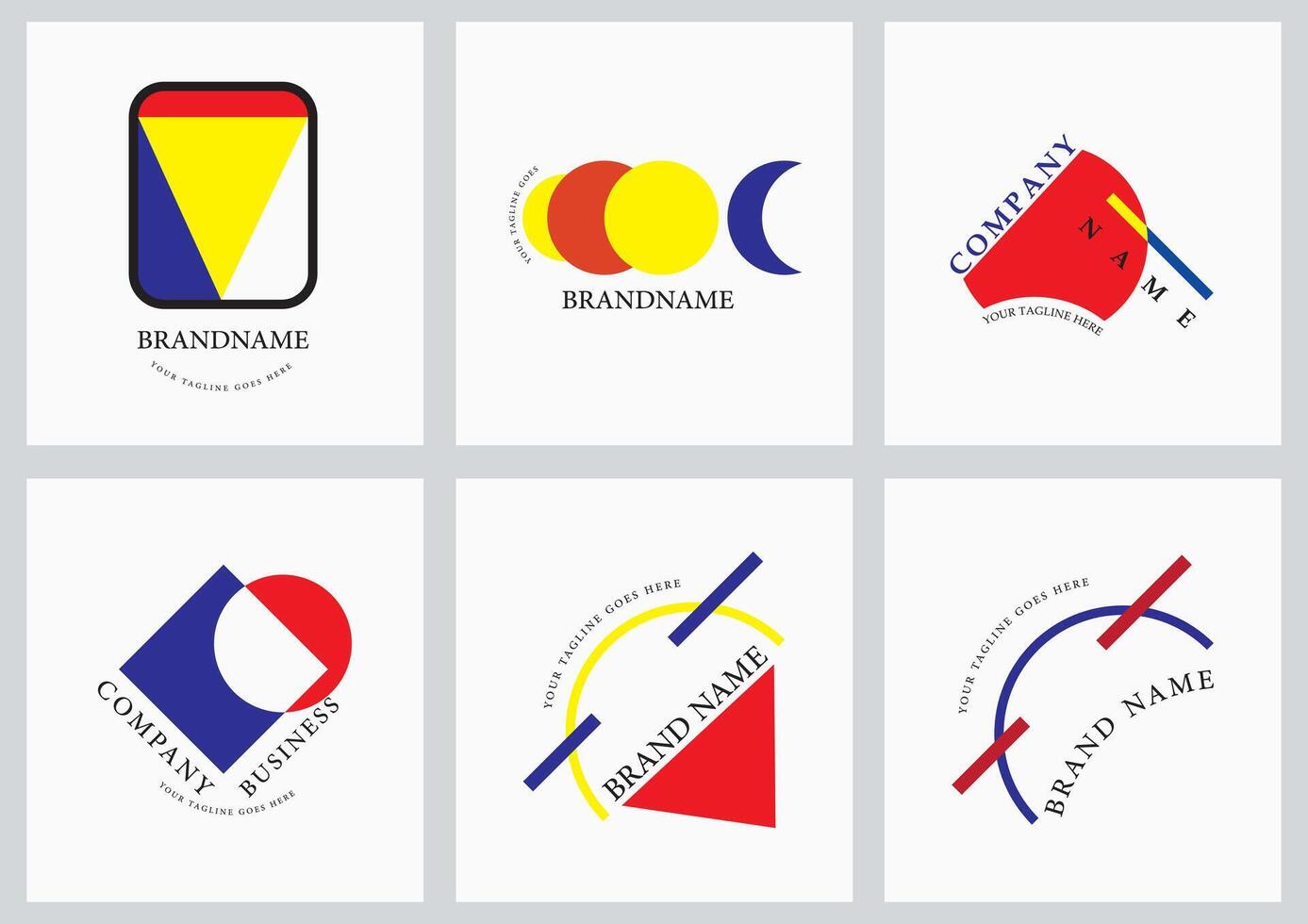 Abstract Bold Geometric Logo Design Collection with Vibrant Colors and Creative Typography vector
