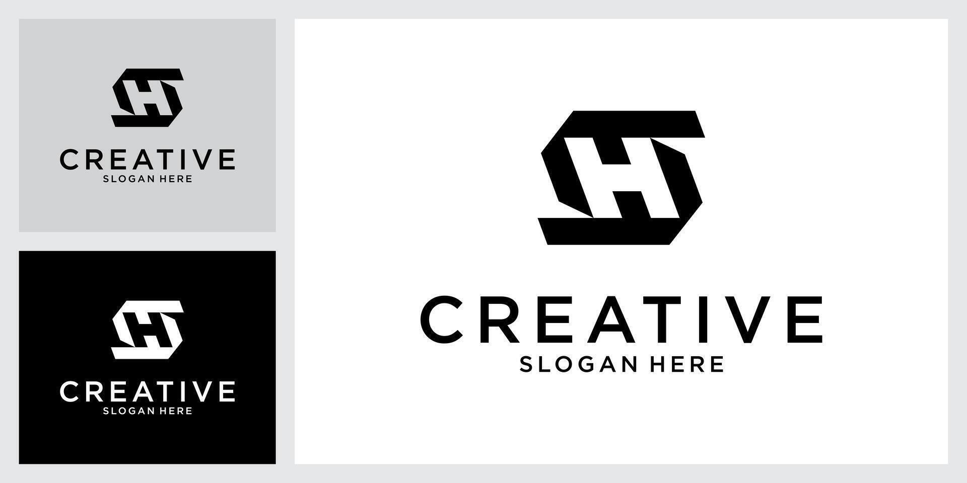 SH or HS Initial letter logo design monogram vector