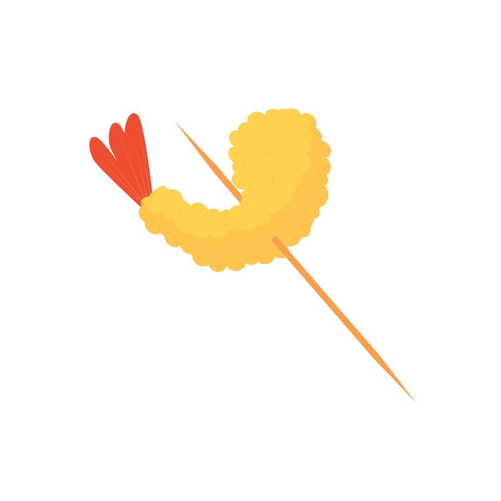 Fried tempura shrimp isolated illustration. vector