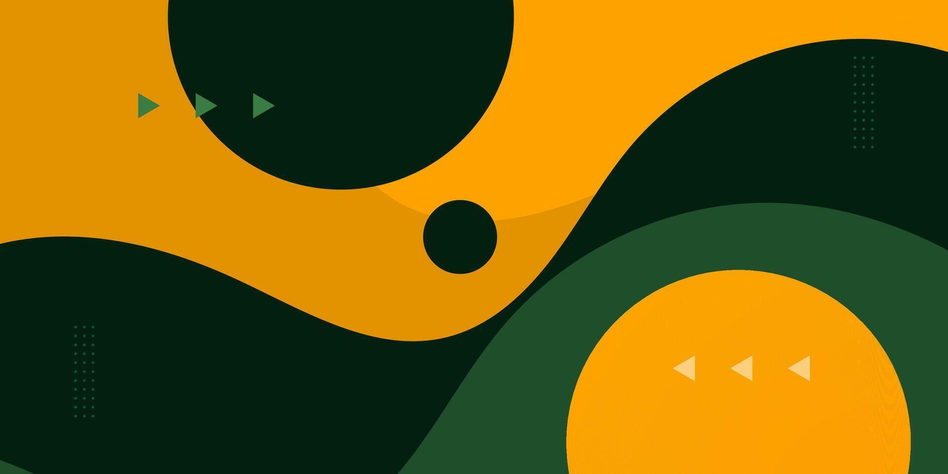 Colorful wave banner abstract 3D background with solid color green and yellow background. vector