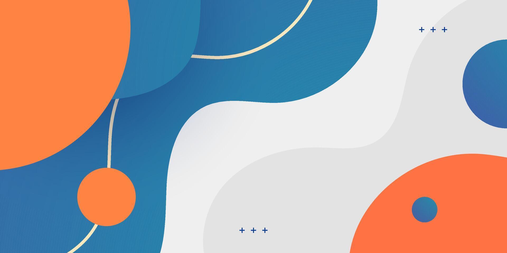 Blue and orange geometric business banner design. Creative banner design with wave shapes and lines for template. Simple design on white horizontal banner. vector