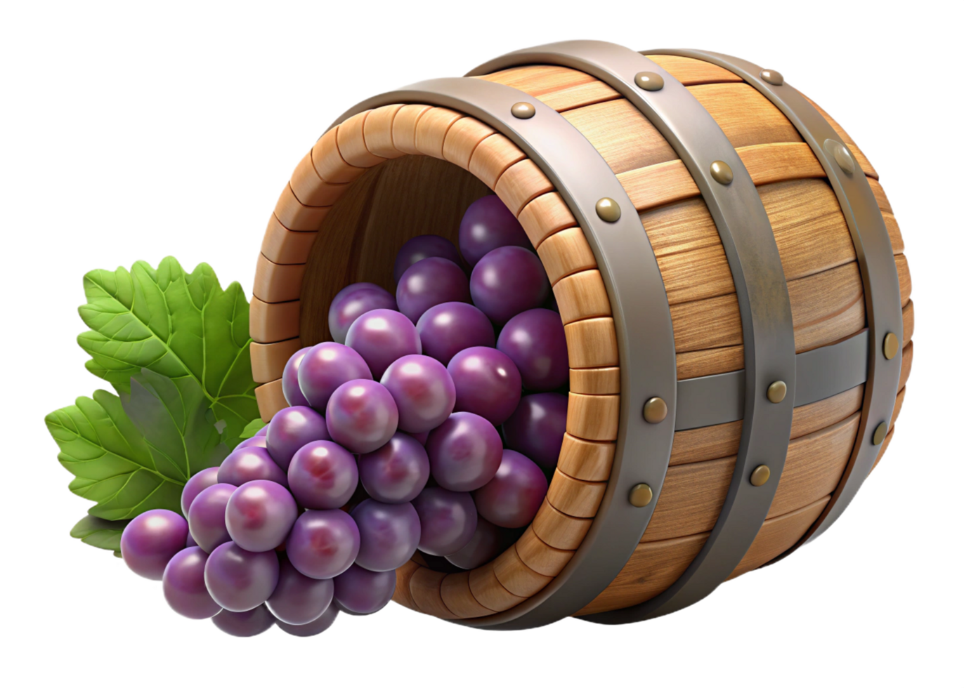 Ripe Vineyard Grapes in a Barrel png