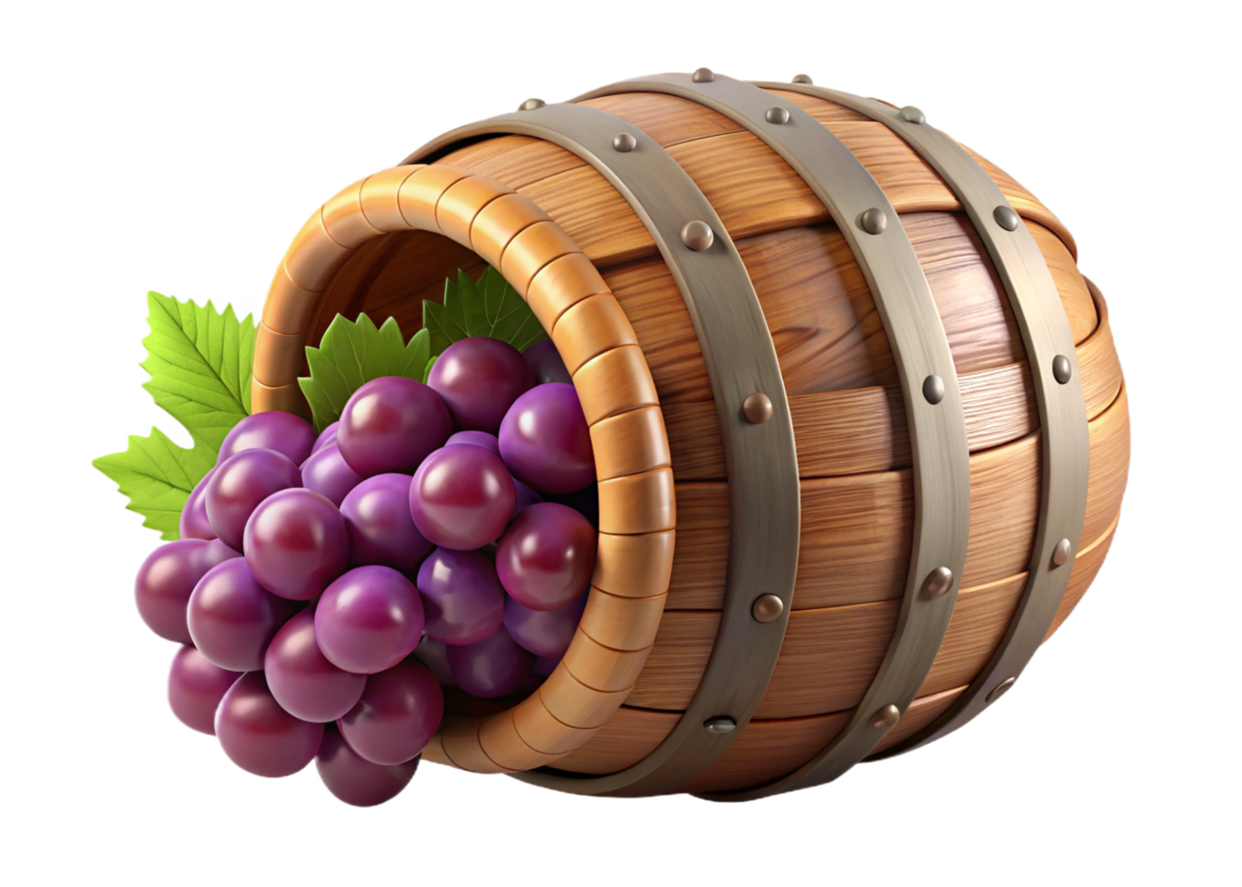 Barrel of Grapes for Winemaking png