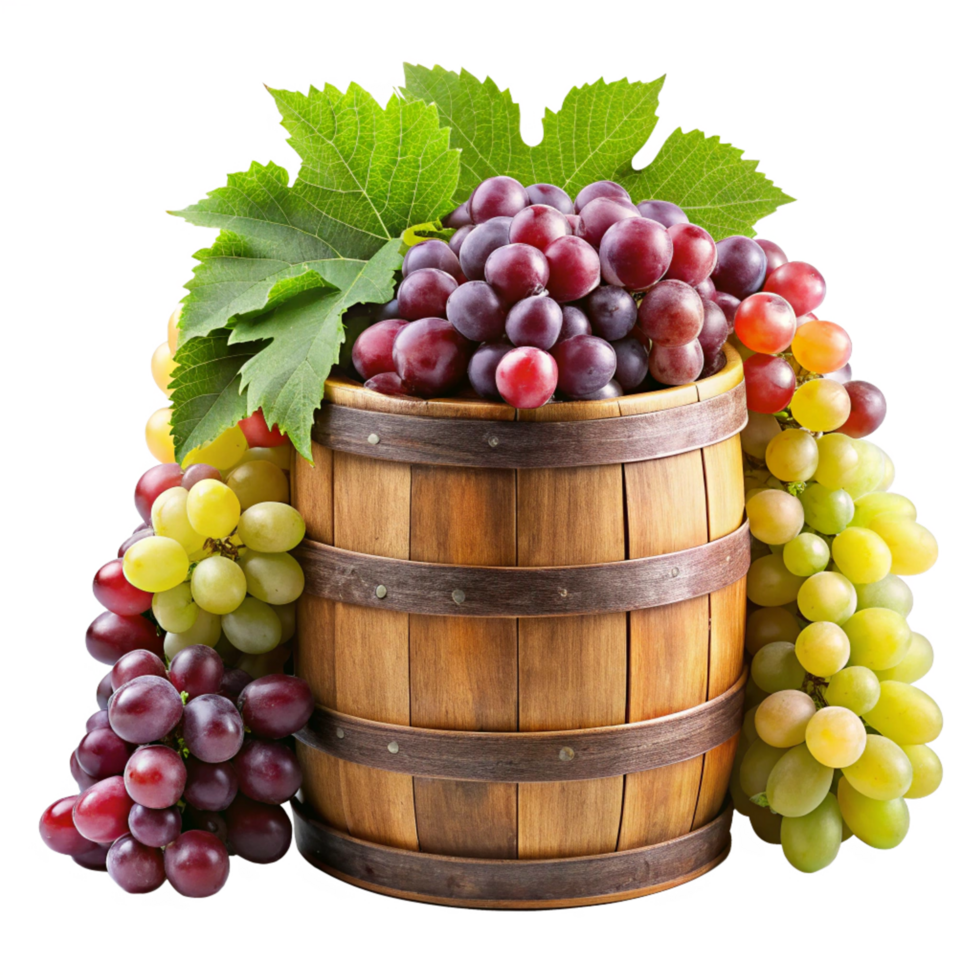 Barrel Heaped with Fresh Grapes png