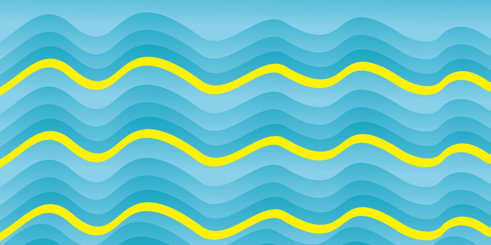 Blue gradient wavy background with yellow lines vector