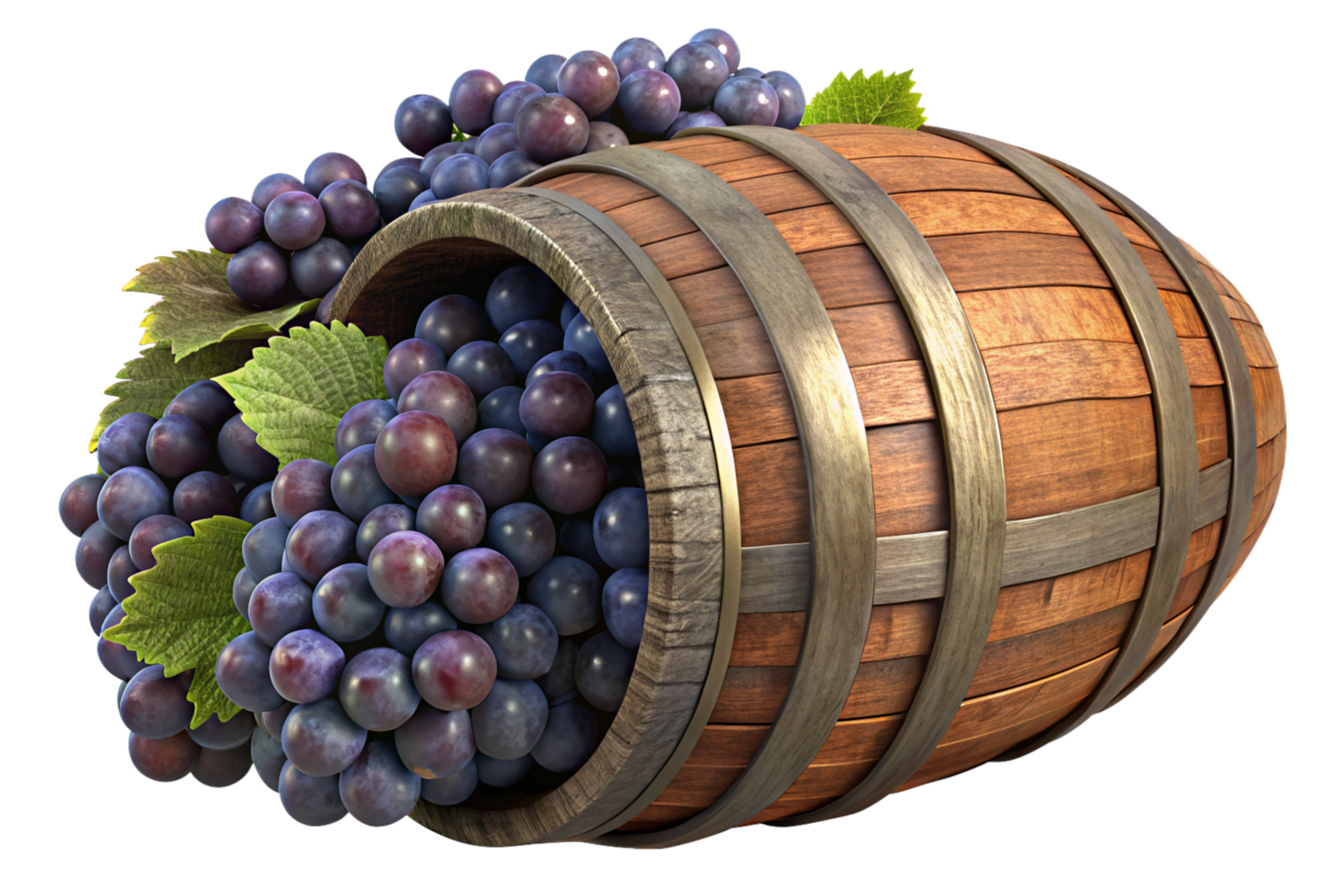 Grapes for Winemaking in a Wooden Cask png