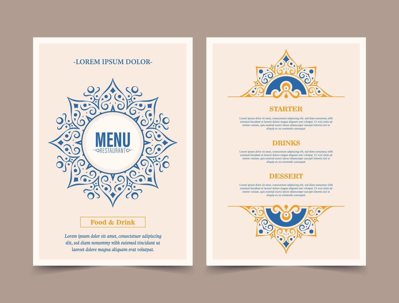 Classic Menu Layout with ornamental Elements vector