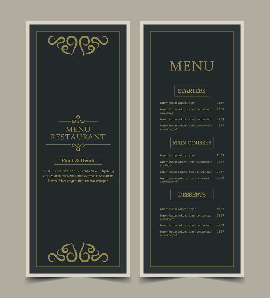 Menu Layout with ornamental Elements vector