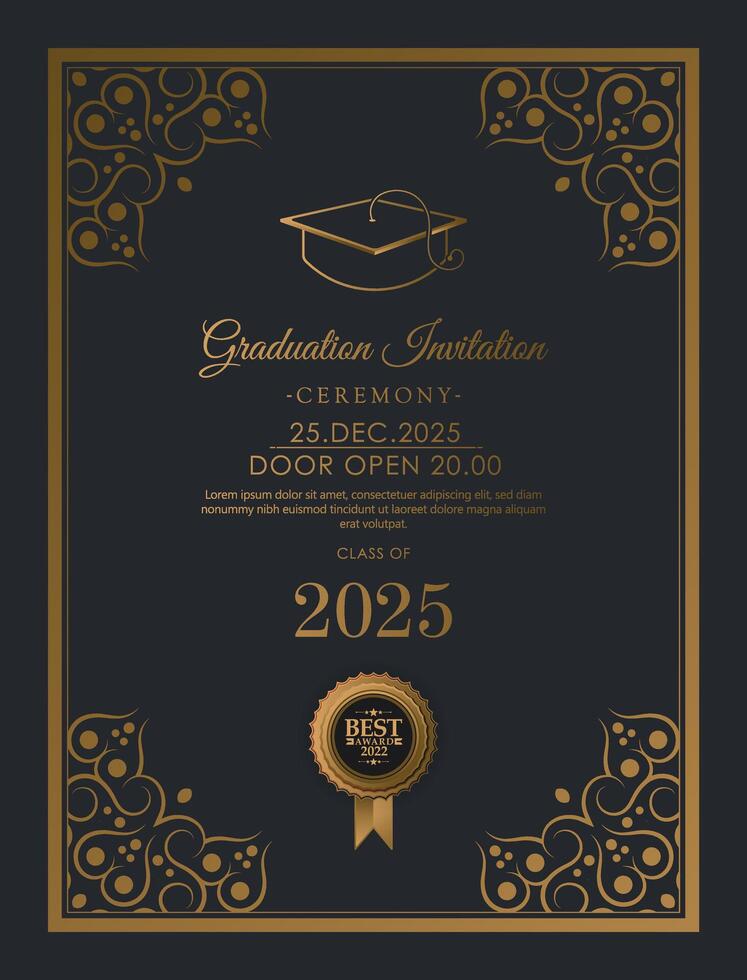 Elegant dark graduation invitation template vector