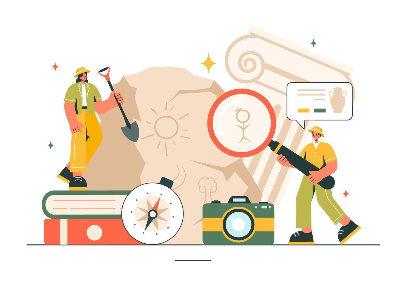 Archeology Illustration for Educational and Historical Fossil vector