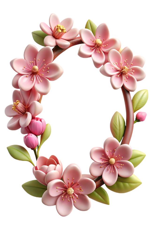 Cherry Blossom Wreath Border png