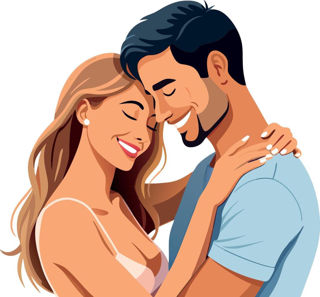 Young couple embracing each other tenderly while smiling vector