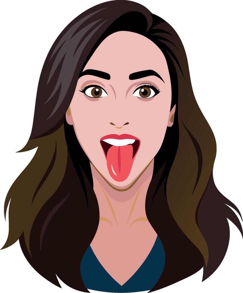 Young woman sticking out her tongue making funny face vector