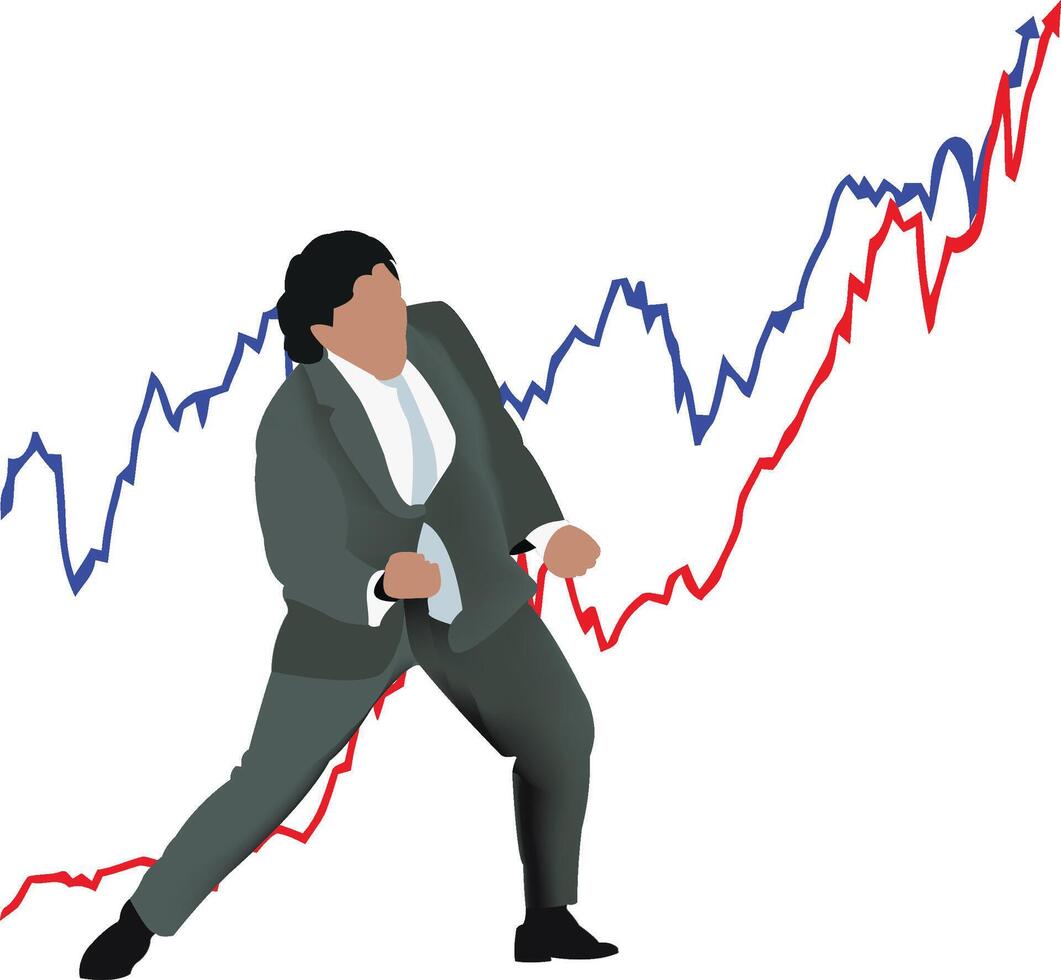 Businessman stopping growing arrow chart finance concept vector