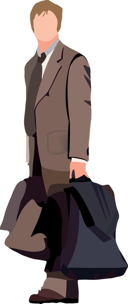 distinguished person standing with travel bags- vector