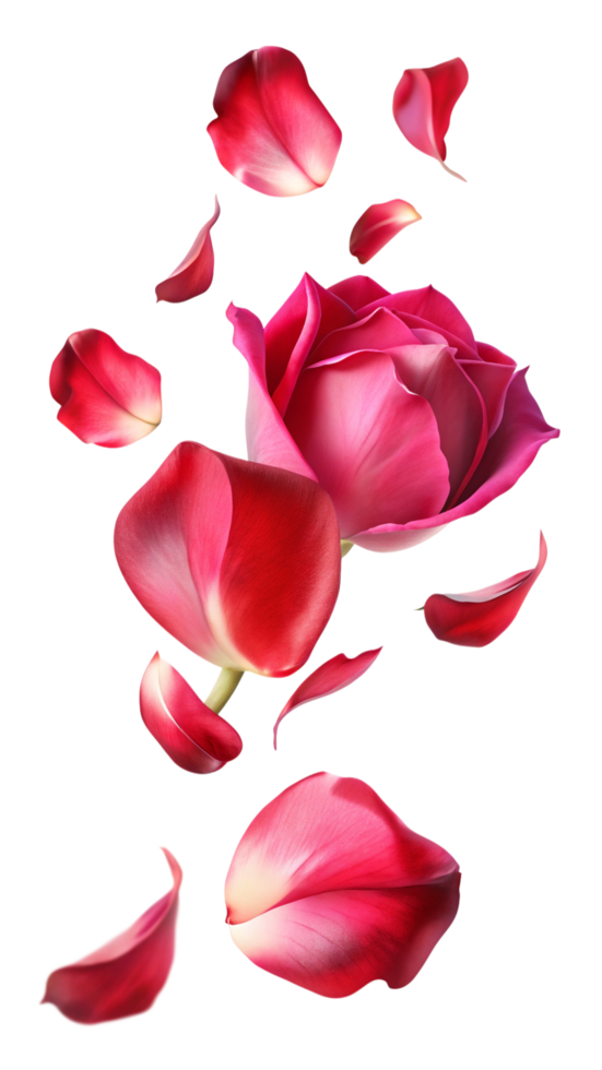 Floating Rose Petals in a Gentle Fall png