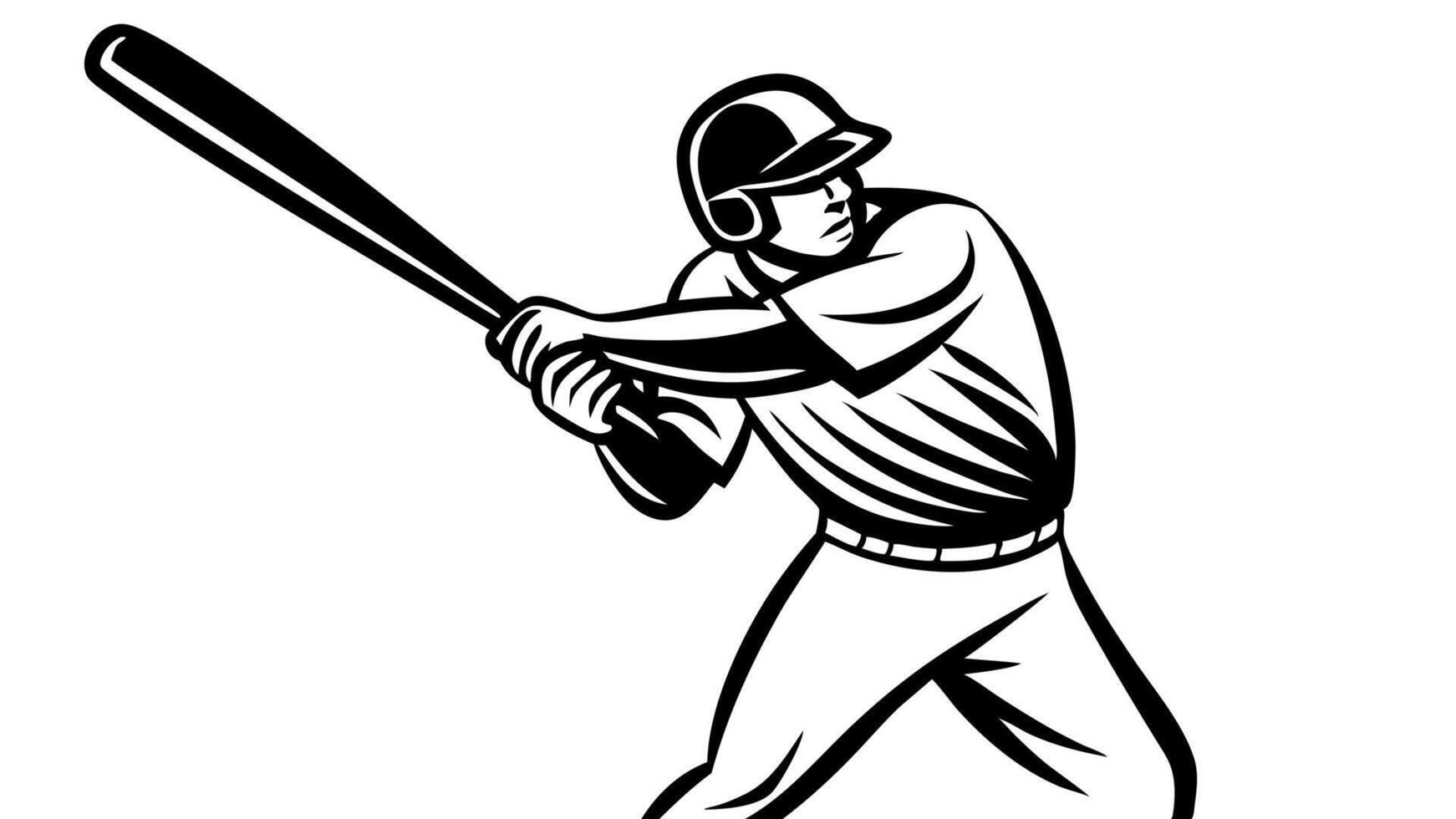 silhouette of Baseball Player Swinging Bat Dynamic Sports Illustration vector