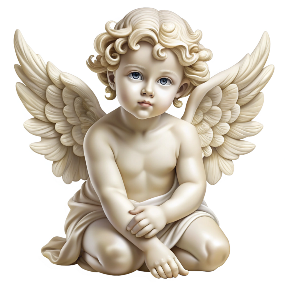 Elegant Cupid Angel in Stone png
