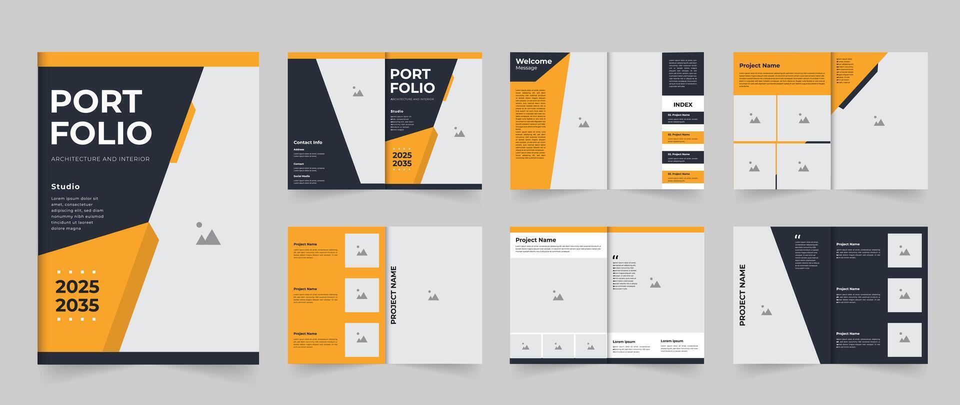 Architecture Portfolio template design layout or project portfolio template 12 pages design vector