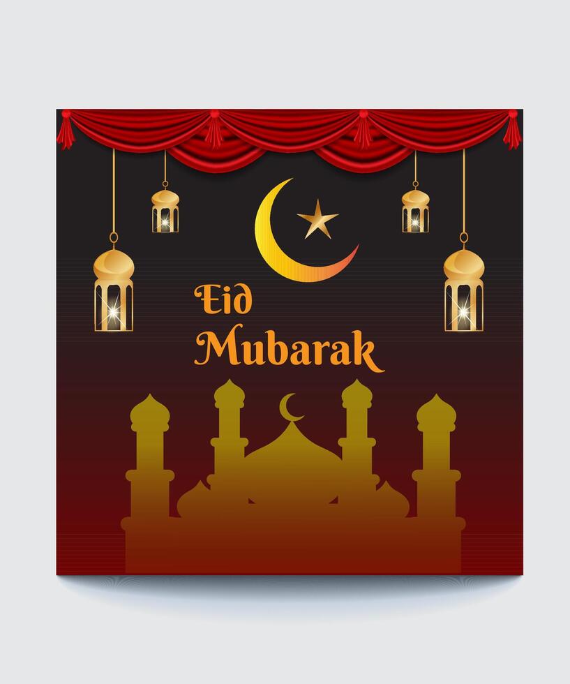 Eid Mubarak social media post template. Muslim event banner Background vector