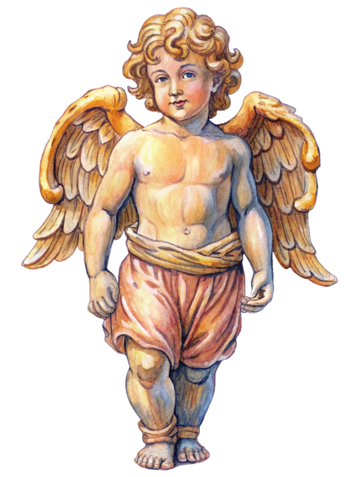 Cupid Angel Holding Bow Figurine png