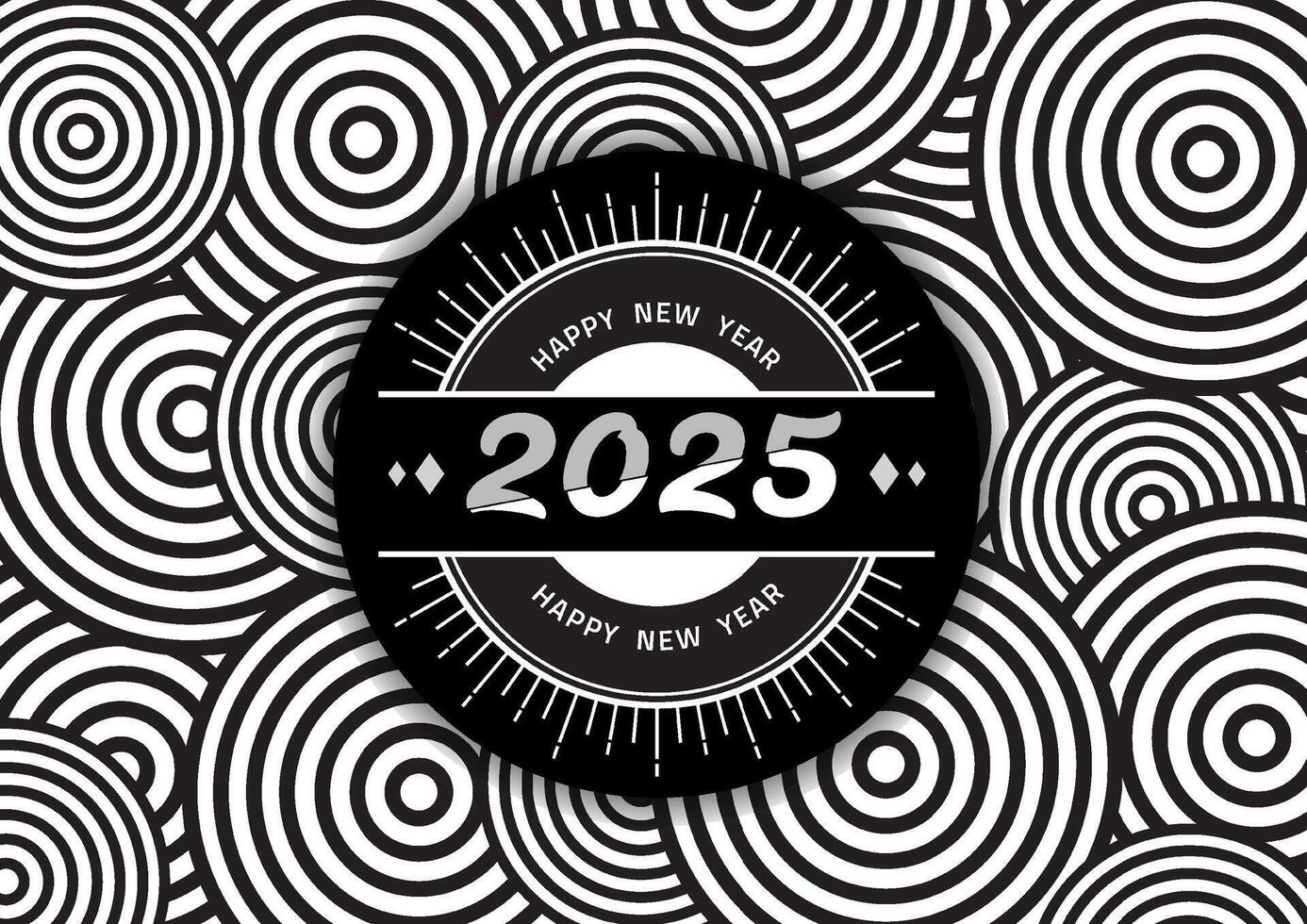 Monochrome Geometric 2025 New Year Design - Modern Minimalist Style vector