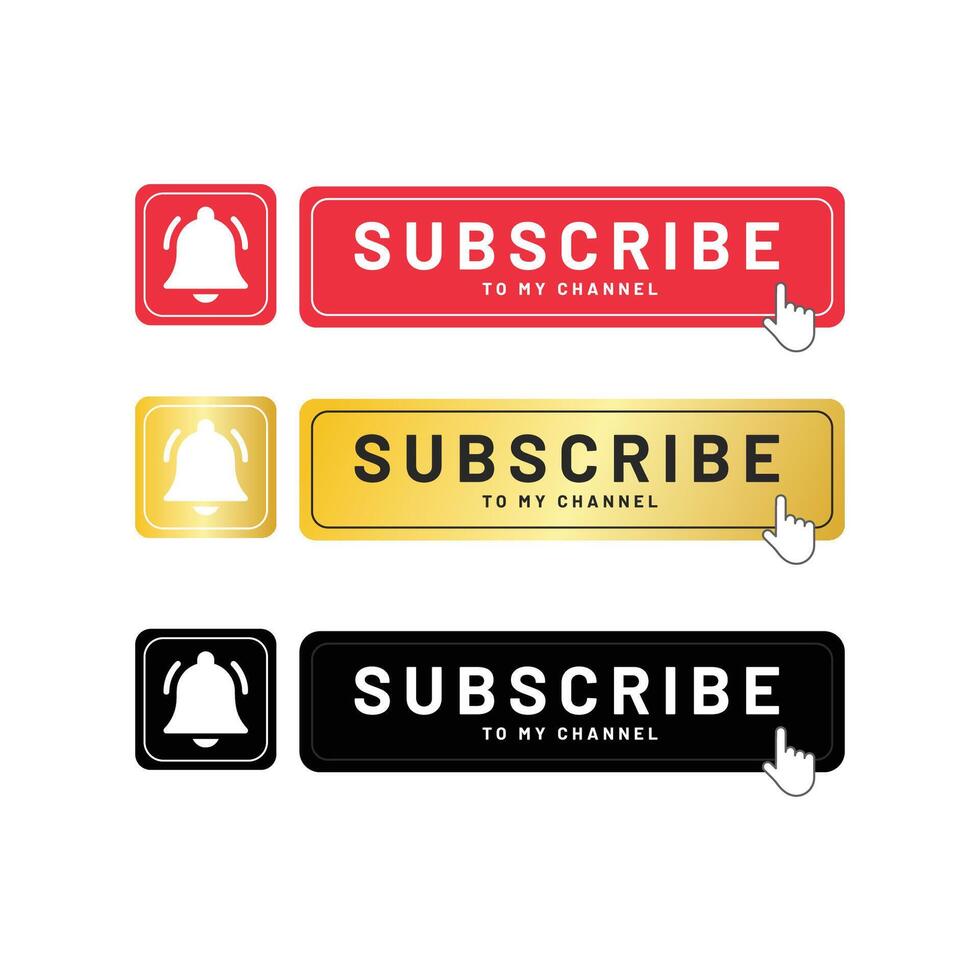 subscribe button like, dislike and bell notification icons in line and filled style vector