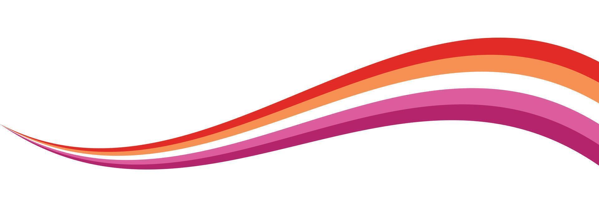 Orange, white, and pink colored curved line icon, as the colors of the lesbian flag. LGBTQI concept. Flat design illustration. vector