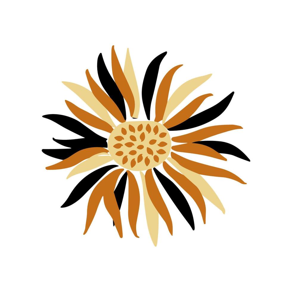 Sunflower head simple icon. Flower silhouette illustration. Sunflower graphic logo, hand drawn icon for decor of card or invite, isolated on white background vector