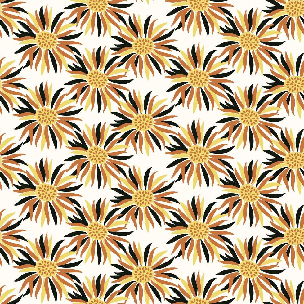 Sunflower head flower abstract abstract seamless pattern for fabric, textile.,wallpaper, scrapbook. background with doodle hand drawn floral elements vector