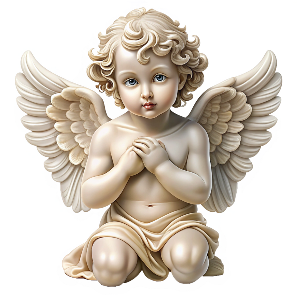 Elegant Cupid Angel in Marble png