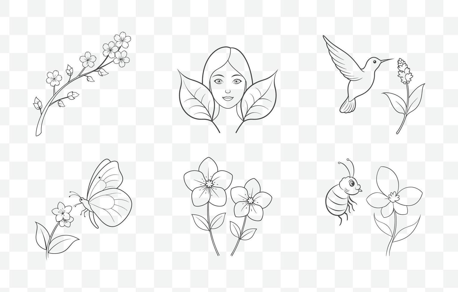 Print Veronica Flower Detailed Line Art Set for Floral Design and Botanical Illustration Projects vector