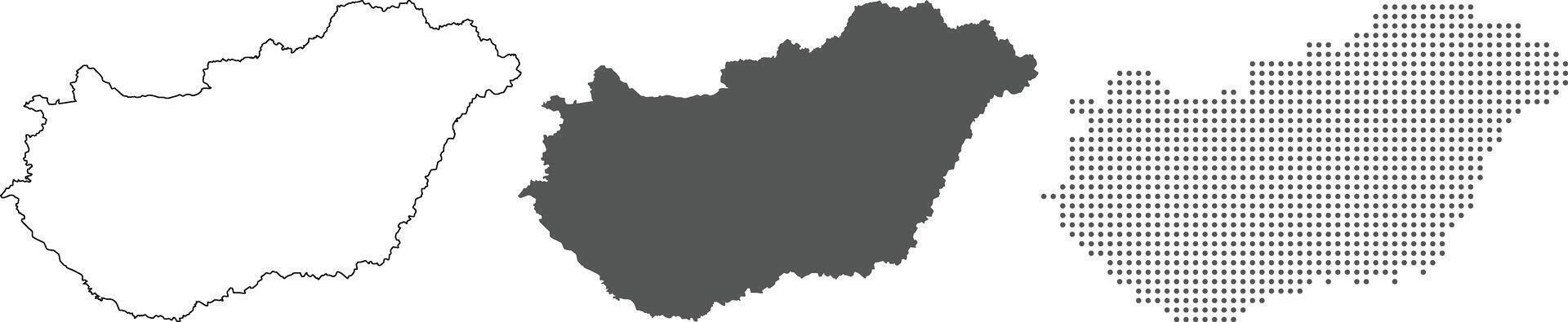 Hungary map in outline, grey color, dotted style. vector