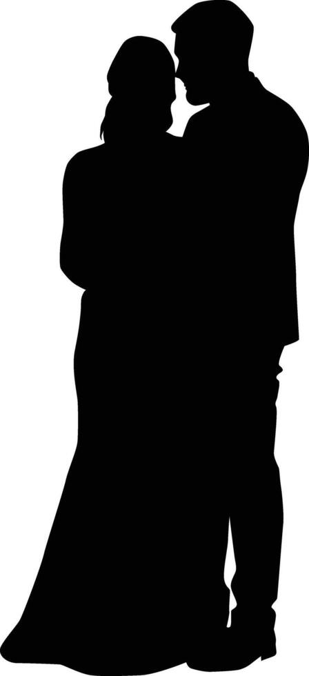 Two people posing bride silhouette vector