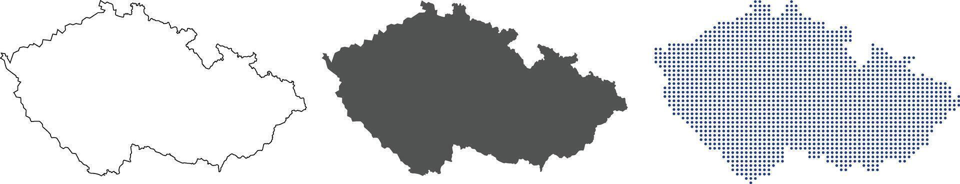 Czechia map in various style. Czech republic boundary in outline, grey color, dotted style vector