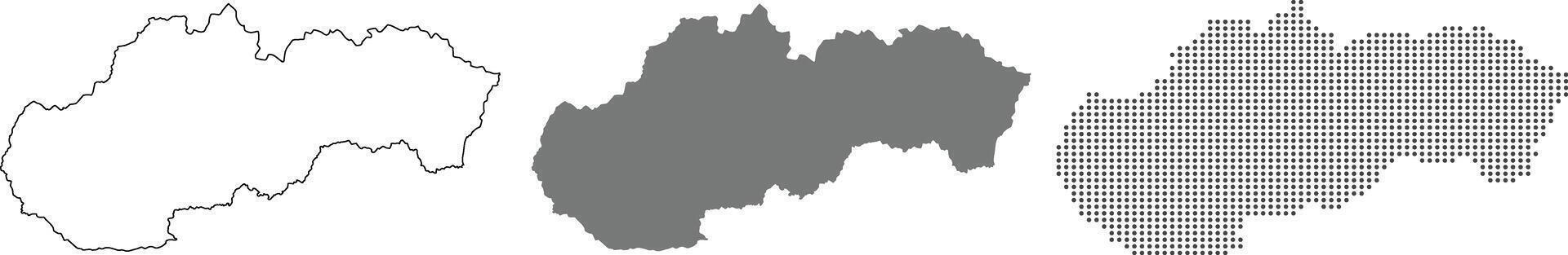 Slovakia map in outline, grey color, dotted style vector