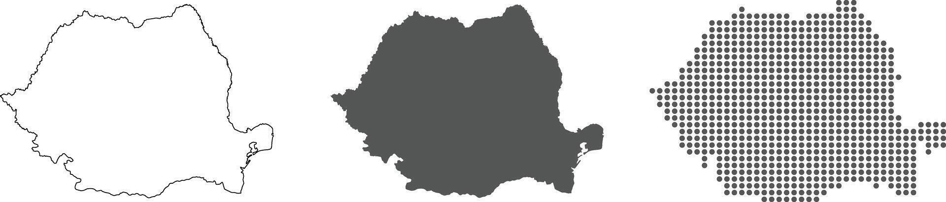 Romania map detailed in outline, grey color, dotted style. vector