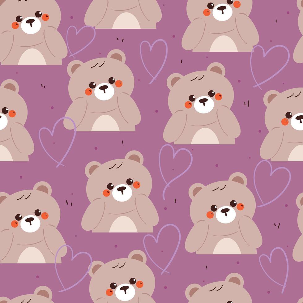 seamless pattern cartoon bear. cute wallpaper for fabric print, gift wrap paper vector