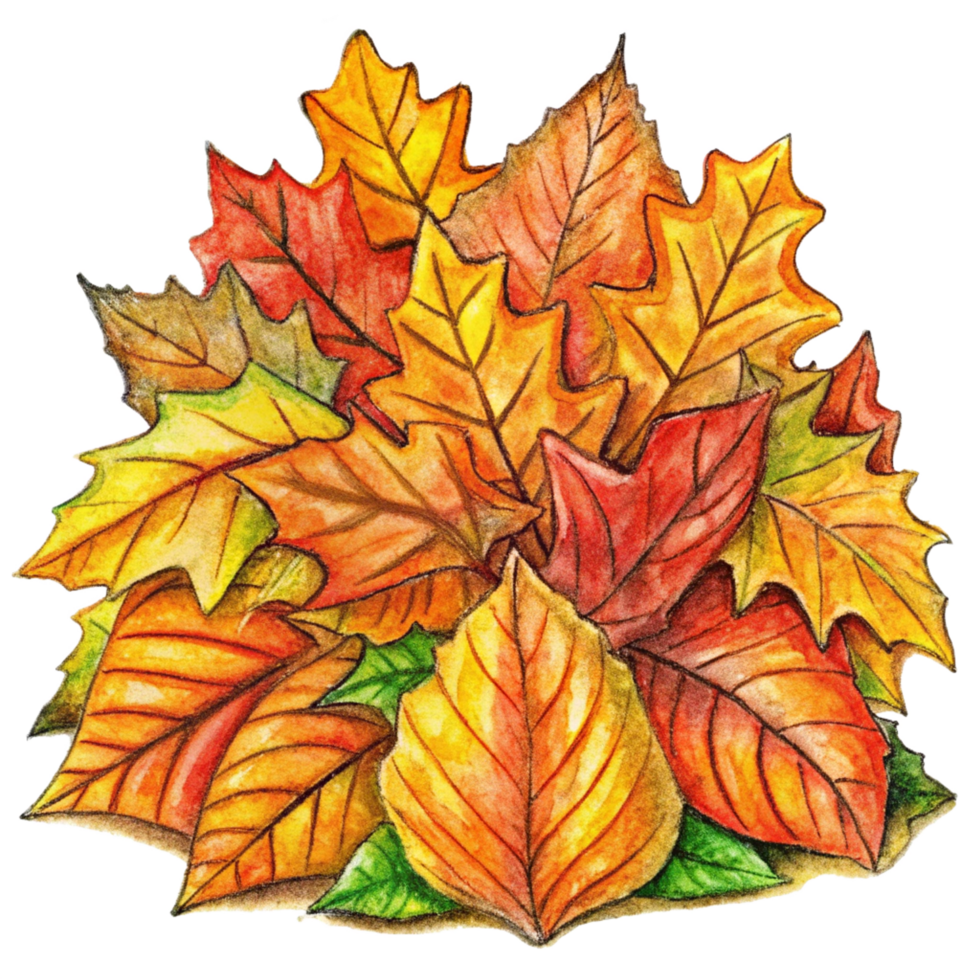 Warm-Toned Autumn Leaf Pile png