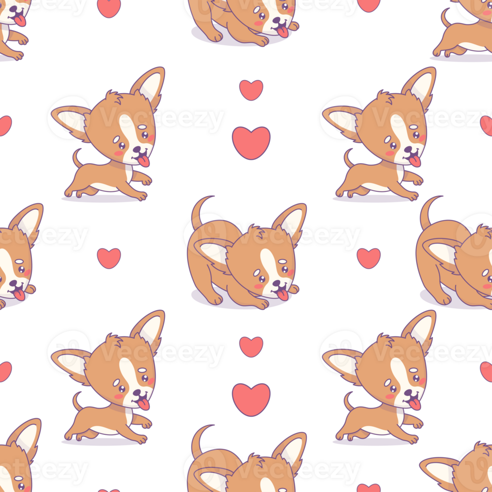 Seamless pattern with dog with hearts png