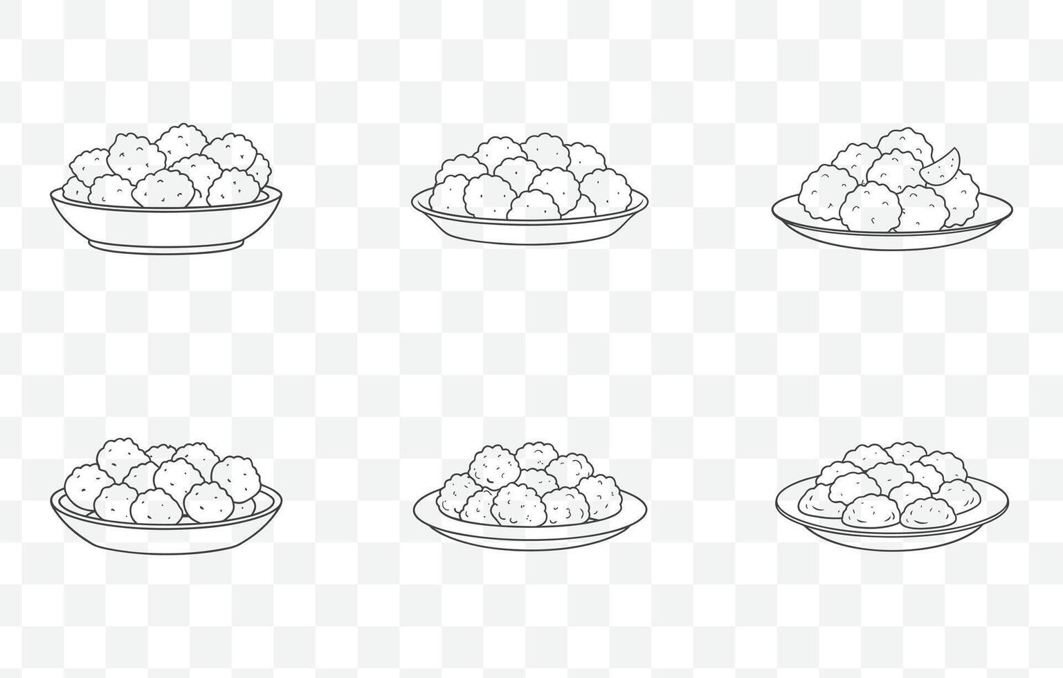 Print Chicken Nuggets Line Art Set Delicious Crispy Chicken Bite Illustrations for Food Design vector