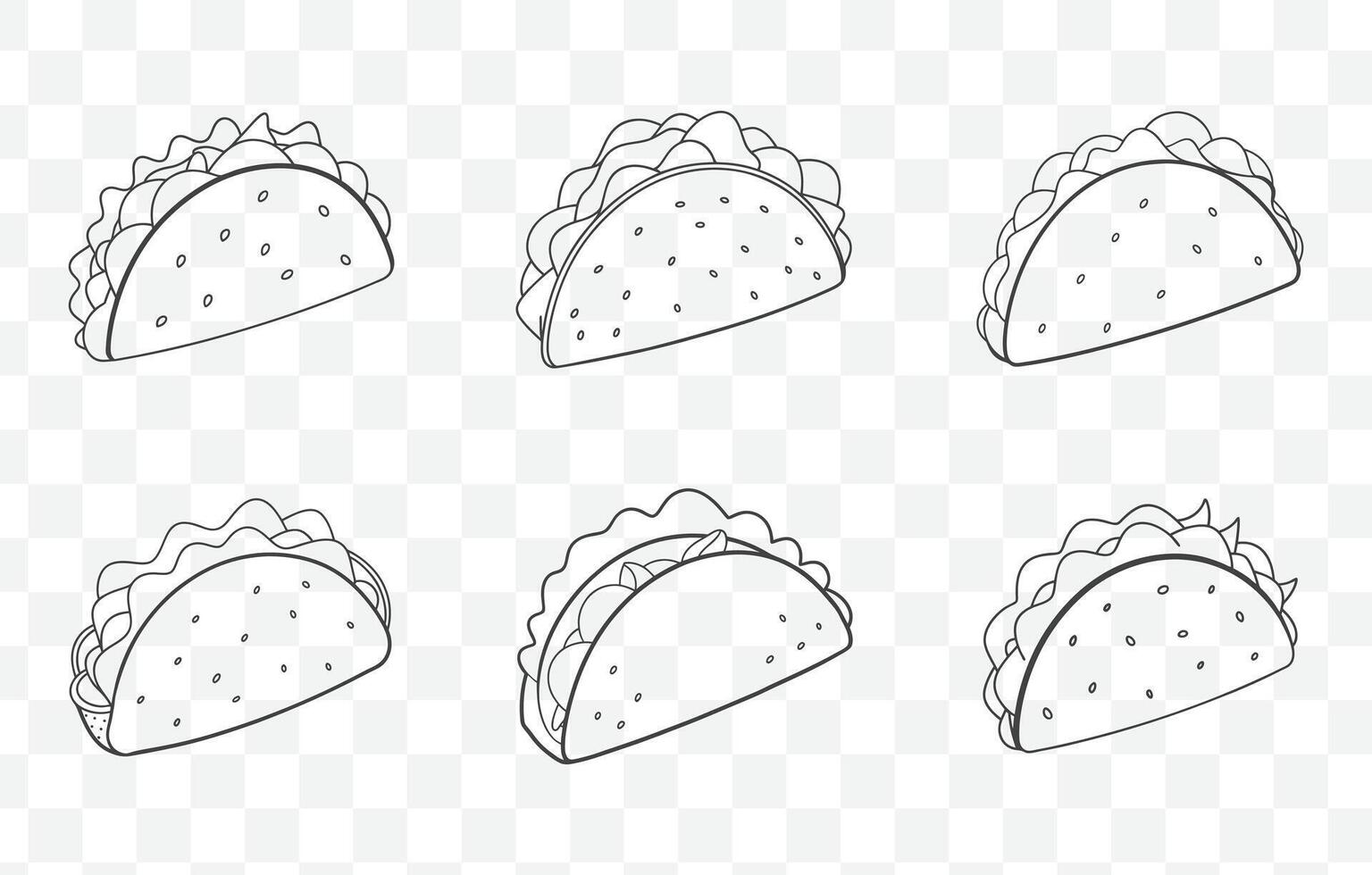 Print Tacos Line Art Set Creative and Detailed Tacos Illustrations for Graphic Design and Printing vector