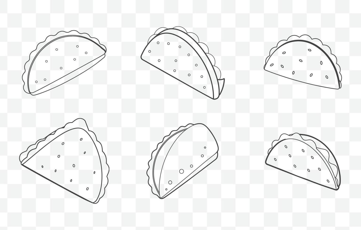 Print Quesadilla Line Art Set Delicious Tasty Food Illustrations for Design and Printing vector