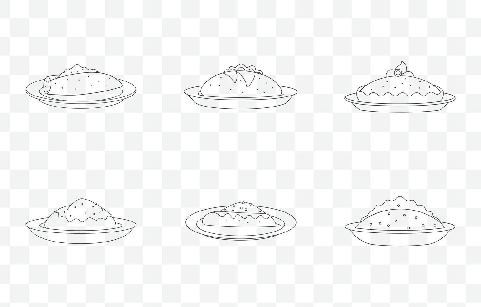 Print Chimichanga Line Art Set with Detailed Mexican Cuisine Illustrations Perfect for Design Projects and Menus vector