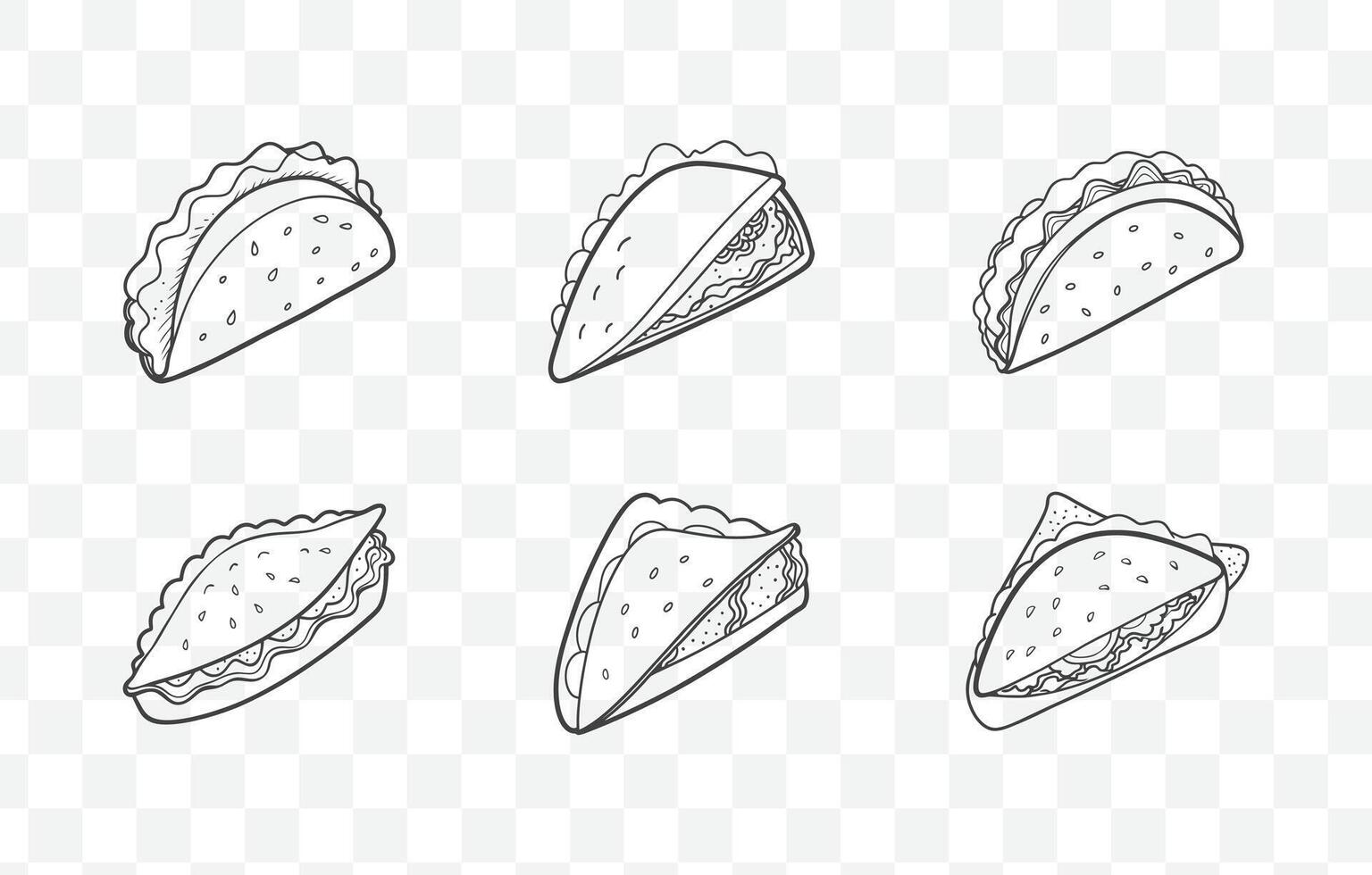 Quesadilla Line Art Set Mexican Food Illustration Collection for Design and Decoration vector